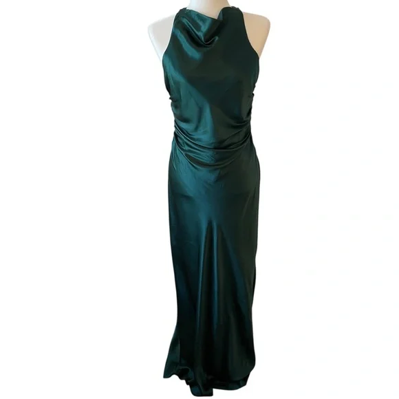 NWT Reformation Anaiis Silk Dress Size 6 Hunter - Picture 5 of 11